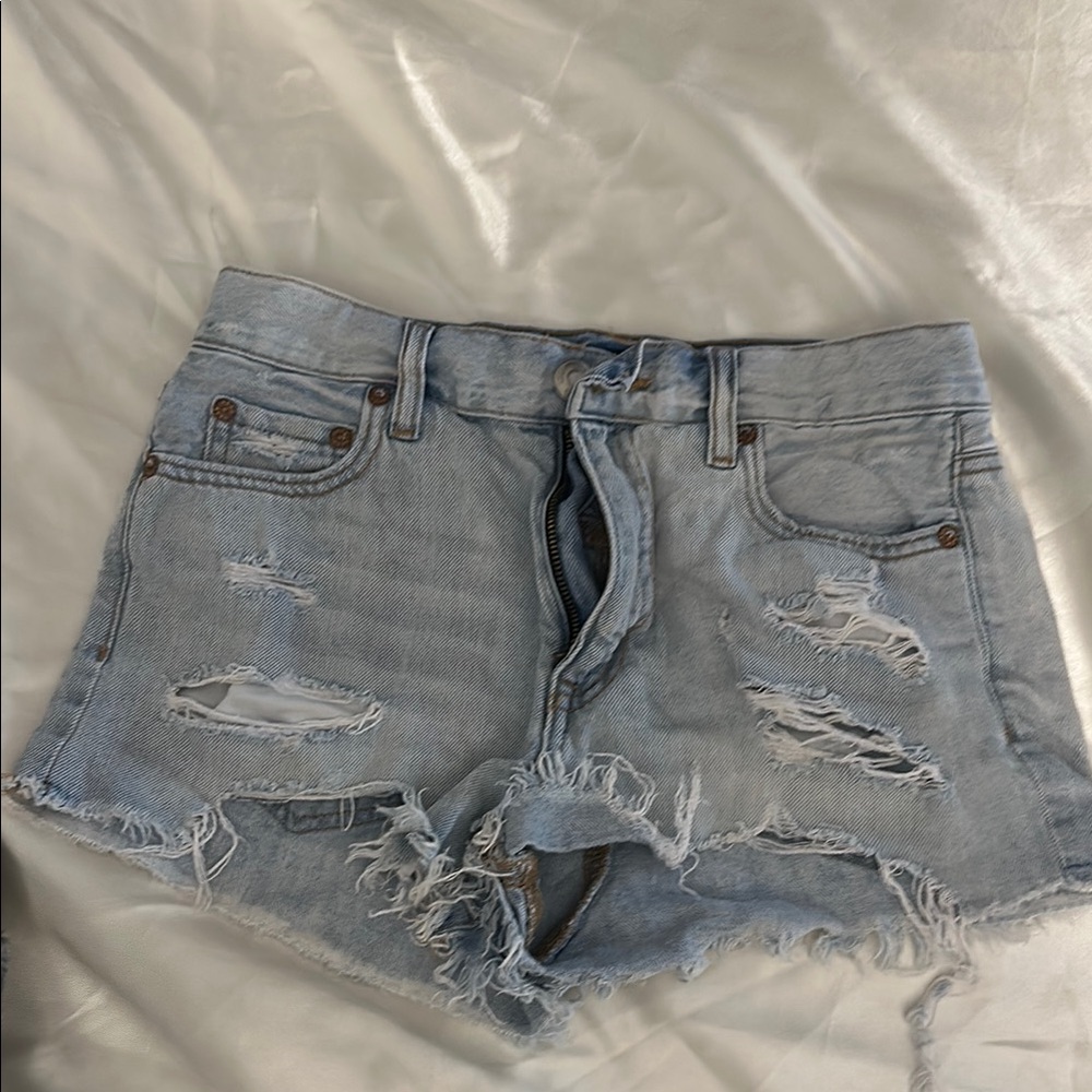 Aeropostale Ripped Light Blue Jean Shorts